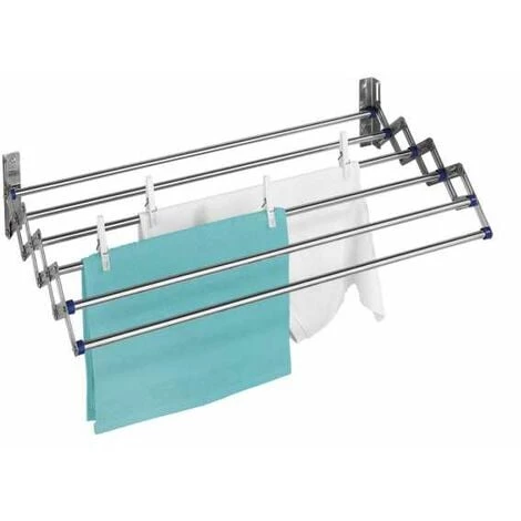 WENKO Séchoir Linge Mural, étendoir Mural Extensible, Usage Intérieur Et Extérieur, Longueur étendage 3,3m, Acier Inox, 70x12,5x11-35 Cm, Brillant 4 WENKO Séchoir Linge Mural, étendoir Mural Extensible, Usage Intérieur Et Extérieur, Longueur étendage 3,3m, Acier Inox, 70x12,5x11-35 Cm, Brillant – Image 2