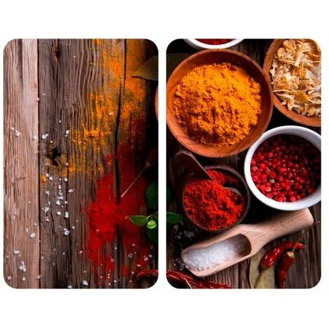 WENKO Protection Plaque De Cuisson, Couvre Plaque De Cuisson En Verre XL "Epices", Lot De 2, Verre Trempé, 40x52 Cm, Multicolore 3 WENKO Protection Plaque De Cuisson, Couvre Plaque De Cuisson En Verre XL "Epices", Lot De 2, Verre Trempé, 40x52 Cm, Multicolore