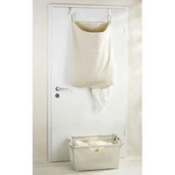 WENKO Panier à Linge Mural Canguro, Panier à Linge Suspendu, Capacité 65L, 100% Coton - Crochet En Acier Inoxydable, 52x81x10 Cm, Beige 11 WENKO Panier à Linge Mural Canguro, Panier à Linge Suspendu, Capacité 65L, 100% Coton - Crochet En Acier Inoxydable, 52x81x10 Cm, Beige -WENKO Soldes 6578608 5