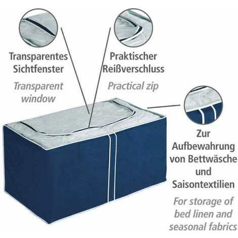 WENKO Housse Rangement Couette, 91 X 53 X 48 Cm, Air - Bleu 5 WENKO Housse Rangement Couette, 91 X 53 X 48 Cm, Air - Bleu – Image 3