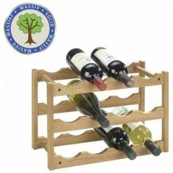 WENKO Range Bouteille, étagère à Vin, Casier à Bouteilles, Capacité 12 Bouteilles, Norway, Bois, 42x28x21 Cm, Marron - Marron - Noix