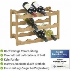 WENKO Range Bouteille, étagère à Vin, Casier à Bouteilles, Capacité 12 Bouteilles, Norway, Bois, 42x28x21 Cm, Marron - Marron - Noix -WENKO Soldes 6578622 3