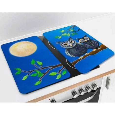 WENKO Protection Plaque De Cuisson, Couvre Plaque De Cuisson En Verre "Chouette", Lot De 2, Verre Trempé, 30x52 Cm, Multicolore 4 WENKO Protection Plaque De Cuisson, Couvre Plaque De Cuisson En Verre "Chouette", Lot De 2, Verre Trempé, 30x52 Cm, Multicolore – Image 2