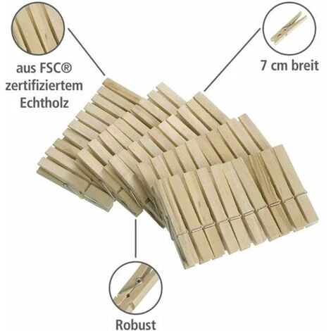 WENKO Lot De 50 Pinces à Linge, Pince à Linge Bois Certifié FSC® Pour étendre Le Linge Ou Pour Décorer, Bois, 7x1x1 Cm, Marron - Marron 4 WENKO Lot De 50 Pinces à Linge, Pince à Linge Bois Certifié FSC® Pour étendre Le Linge Ou Pour Décorer, Bois, 7x1x1 Cm, Marron - Marron – Image 2
