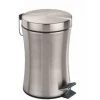 WENKO Petite Poubelle Salle De Bain, Poubelle Avec Mécanisme à Pédale, Pieno, Capacité 3L, Acier Inox, 17x25,5x23,5 Cm, Mat - Satiné -WENKO Soldes 6578659 1