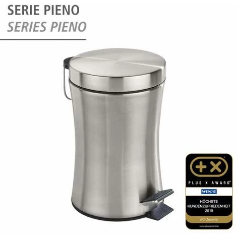 WENKO Petite Poubelle Salle De Bain, Poubelle Avec Mécanisme à Pédale, Pieno, Capacité 3L, Acier Inox, 17x25,5x23,5 Cm, Mat - Satiné 4 WENKO Petite Poubelle Salle De Bain, Poubelle Avec Mécanisme à Pédale, Pieno, Capacité 3L, Acier Inox, 17x25,5x23,5 Cm, Mat - Satiné – Image 2