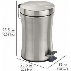 WENKO Petite Poubelle Salle De Bain, Poubelle Avec Mécanisme à Pédale, Pieno, Capacité 3L, Acier Inox, 17x25,5x23,5 Cm, Mat - Satiné 10 WENKO Petite Poubelle Salle De Bain, Poubelle Avec Mécanisme à Pédale, Pieno, Capacité 3L, Acier Inox, 17x25,5x23,5 Cm, Mat - Satiné -WENKO Soldes 6578659 4