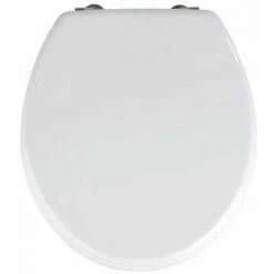 WENKO Abattant WC Prima, Abattant WC Avec Fixation Acier Inox, Facile D'entretien, MDF, 37x41 Cm, Blanc - Blanc