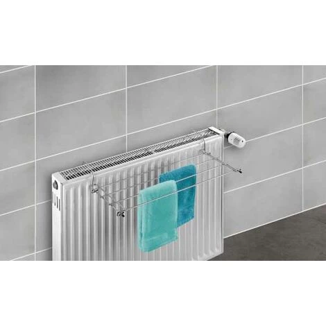 WENKO Etendoir Radiateur à Suspendre, Séchoir à Linge Peu Encombrant Pour Le Balcon, Radiateur, Baignoire, Métal, 59x8,5x23 Cm, Brillant 5 WENKO Etendoir Radiateur à Suspendre, Séchoir à Linge Peu Encombrant Pour Le Balcon, Radiateur, Baignoire, Métal, 59x8,5x23 Cm, Brillant – Image 3