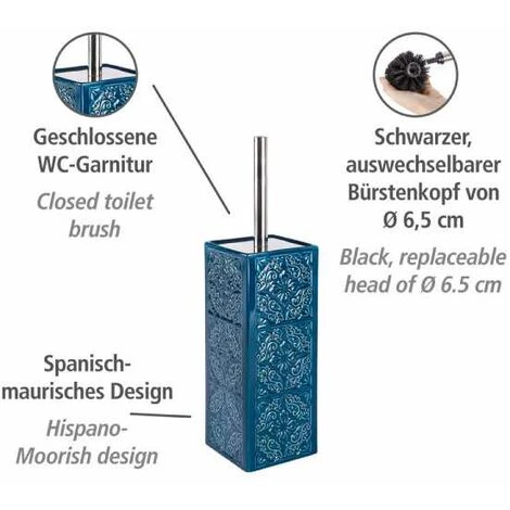 WENKO Brosse WC Céramique Cordoba, Brosse WC Silicone, Brosse WC Noire, Céramique, 35x9,5x9,5cm, Bleu Foncé - Bleu 4 WENKO Brosse WC Céramique Cordoba, Brosse WC Silicone, Brosse WC Noire, Céramique, 35x9,5x9,5cm, Bleu Foncé - Bleu – Image 2