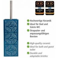 WENKO Brosse WC Céramique Cordoba, Brosse WC Silicone, Brosse WC Noire, Céramique, 35x9,5x9,5cm, Bleu Foncé - Bleu 9 WENKO Brosse WC Céramique Cordoba, Brosse WC Silicone, Brosse WC Noire, Céramique, 35x9,5x9,5cm, Bleu Foncé - Bleu -WENKO Soldes 6578711 3
