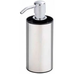 WENKO Distributeur Savon Liquide, Porte Savon Liquide Detroit, Acier Et Plastique, 8,7x16,3x6,3 Cm, Mat - Noir - Satiné