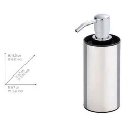 WENKO Distributeur Savon Liquide, Porte Savon Liquide Detroit, Acier Et Plastique, 8,7x16,3x6,3 Cm, Mat - Noir - Satiné -WENKO Soldes 6578722 3