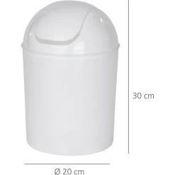 WENKO Poubelle Salle De Bain Economic, Petite Poubelle Salle De Bain 6L, Plastique, 20x30x20 Cm, Blanc - Blanc -WENKO Soldes 6578726 3