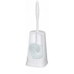 WENKO Brosse WC Simple - Brosse Double, Excellent Rapport Qualité/Prix, Plastique, 12,5x40,5x12,5 Cm, Blanc - Blanc