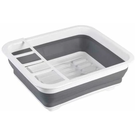 WENKO Egouttoir Vaisselle Pliable Gaia, égouttoir à Vaisselle Plastique, Porte-couverts Et Support Assiettes, Plastique, 36,5x13x31 Cm, Blanc - Gris - Blanc 3 WENKO Egouttoir Vaisselle Pliable Gaia, égouttoir à Vaisselle Plastique, Porte-couverts Et Support Assiettes, Plastique, 36,5x13x31 Cm, Blanc - Gris - Blanc