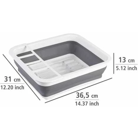 WENKO Egouttoir Vaisselle Pliable Gaia, égouttoir à Vaisselle Plastique, Porte-couverts Et Support Assiettes, Plastique, 36,5x13x31 Cm, Blanc - Gris - Blanc 6 WENKO Egouttoir Vaisselle Pliable Gaia, égouttoir à Vaisselle Plastique, Porte-couverts Et Support Assiettes, Plastique, 36,5x13x31 Cm, Blanc - Gris - Blanc – Image 4