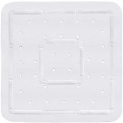 WENKO Tapis De Douche Florida, Tapis De Douche Antidérapant Avec Trous D'évacuation, Fixation Par Ventouse, Plastique, 55x55 Cm, Blanc