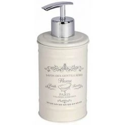 WENKO Distributeur Savon Liquide Home, Capacité 350 Ml, Acier, 8,5x16,5x7 Cm, Crème - Beige - Crème
