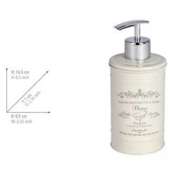 WENKO Distributeur Savon Liquide Home, Capacité 350 Ml, Acier, 8,5x16,5x7 Cm, Crème - Beige - Crème -WENKO Soldes 6578763 4