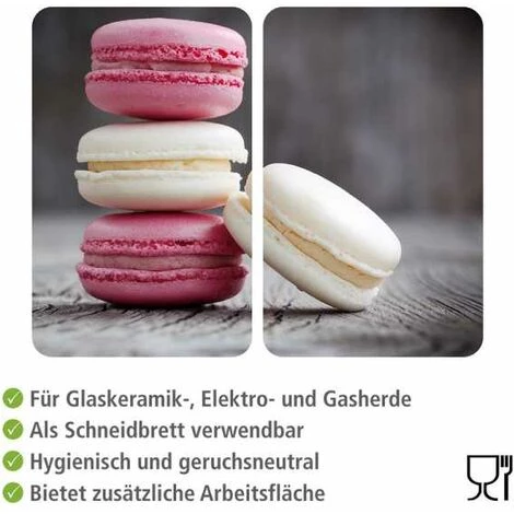 WENKO Protection Plaque De Cuisson, Couvre Plaque De Cuisson En Verre "Macaron", Lot De 2, Verre Trempé, 30x52 Cm, Multicolore 5 WENKO Protection Plaque De Cuisson, Couvre Plaque De Cuisson En Verre "Macaron", Lot De 2, Verre Trempé, 30x52 Cm, Multicolore – Image 3