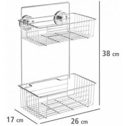 WENKO Etagère Murale Salle De Bain Sans Perçage Bari, 2 Paniers De Douche, Fixation Sans Perçage Vacuum-Loc®, Repositionnable Sans Laisser De Trace, Acier, 26x38x17 Cm, Chromé - Chromé 11 WENKO Etagère Murale Salle De Bain Sans Perçage Bari, 2 Paniers De Douche, Fixation Sans Perçage Vacuum-Loc®, Repositionnable Sans Laisser De Trace, Acier, 26x38x17 Cm, Chromé - Chromé -WENKO Soldes 6578790 5