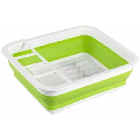 WENKO Egouttoir Vaisselle Pliable Gaia, égouttoir à Vaisselle Plastique, Porte-couverts Et Support Assiettes, Plastique, 36,5x13x31 Cm, Blanc - Vert - Blanc 3 WENKO Egouttoir Vaisselle Pliable Gaia, égouttoir à Vaisselle Plastique, Porte-couverts Et Support Assiettes, Plastique, 36,5x13x31 Cm, Blanc - Vert - Blanc