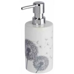 WENKO Distributeur Savon Liquide, Astera, Capacité 360 Ml, Céramique, 8,5x18x7 Cm, Blanc