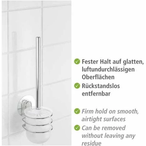 WENKO Porte Brosse WC Mural, Static-Loc® Fixation Sans Perçage, Osimo, Plastique - Acier, 10x37,5x11,5 Cm, Brillant - Chromé 6 WENKO Porte Brosse WC Mural, Static-Loc® Fixation Sans Perçage, Osimo, Plastique - Acier, 10x37,5x11,5 Cm, Brillant - Chromé – Image 4