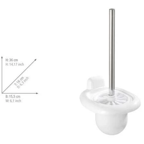 WENKO Brosse WC Murale Pure, Plastique, 15,5x36x16 Cm, Blanc - Blanc 5 WENKO Brosse WC Murale Pure, Plastique, 15,5x36x16 Cm, Blanc - Blanc – Image 3
