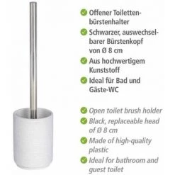 WENKO Brosse WC Goa Neo, Brosse WC Silicone, Brosse WC Noire, Polyrésine Aspect Pierre Naturelle, Ø 9x37 Cm, Blanc - Blanc 8 WENKO Brosse WC Goa Neo, Brosse WC Silicone, Brosse WC Noire, Polyrésine Aspect Pierre Naturelle, Ø 9x37 Cm, Blanc - Blanc -WENKO Soldes 6578834 2