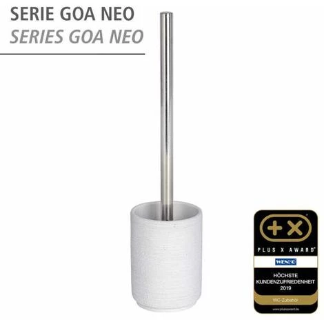 WENKO Brosse WC Goa Neo, Brosse WC Silicone, Brosse WC Noire, Polyrésine Aspect Pierre Naturelle, Ø 9x37 Cm, Blanc - Blanc 6 WENKO Brosse WC Goa Neo, Brosse WC Silicone, Brosse WC Noire, Polyrésine Aspect Pierre Naturelle, Ø 9x37 Cm, Blanc - Blanc – Image 4