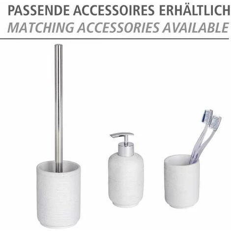 WENKO Brosse WC Goa Neo, Brosse WC Silicone, Brosse WC Noire, Polyrésine Aspect Pierre Naturelle, Ø 9x37 Cm, Blanc - Blanc 7 WENKO Brosse WC Goa Neo, Brosse WC Silicone, Brosse WC Noire, Polyrésine Aspect Pierre Naturelle, Ø 9x37 Cm, Blanc - Blanc – Image 5