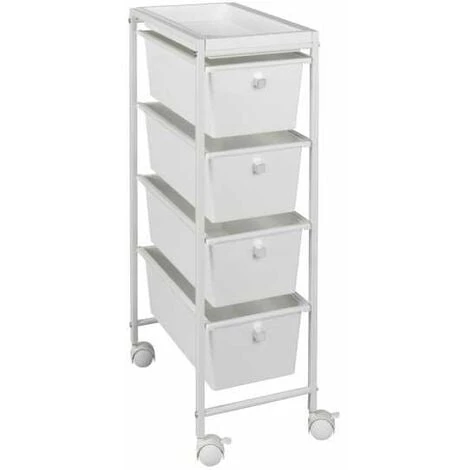 WENKO Desserte Mobile à Tiroirs Gala, Tour De Rangement Plastique à Tiroirs, 4 Tiroirs De Rangement, Métal - Plastique, 22,5x76,5x38,5 Cm, Blanc 3 WENKO Desserte Mobile à Tiroirs Gala, Tour De Rangement Plastique à Tiroirs, 4 Tiroirs De Rangement, Métal - Plastique, 22,5x76,5x38,5 Cm, Blanc