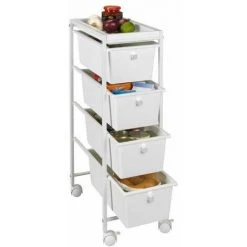 WENKO Desserte Mobile à Tiroirs Gala, Tour De Rangement Plastique à Tiroirs, 4 Tiroirs De Rangement, Métal - Plastique, 22,5x76,5x38,5 Cm, Blanc 8 WENKO Desserte Mobile à Tiroirs Gala, Tour De Rangement Plastique à Tiroirs, 4 Tiroirs De Rangement, Métal - Plastique, 22,5x76,5x38,5 Cm, Blanc -WENKO Soldes 6578839 3