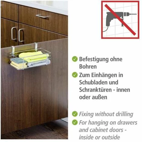 WENKO Rangement Placard Cuisine à Suspendre S, Panier De Rangement Pour Placard, Métal, 24x15x11.5 Cm, Brillant - Chromé 4 WENKO Rangement Placard Cuisine à Suspendre S, Panier De Rangement Pour Placard, Métal, 24x15x11.5 Cm, Brillant - Chromé – Image 2