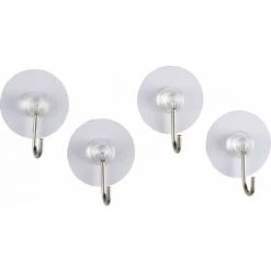 WENKO Static-Loc® Crochet Adhésif Mural ø3.8 Cm, Blanc, Lot De 4 - Blanc