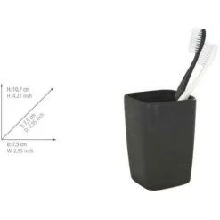 WENKO Gobelet Salle De Bain, Porte Brosse à Dent, Faro, Céramique, 7,3x10,5x7,3 Cm, Noir - Noir 7 WENKO Gobelet Salle De Bain, Porte Brosse à Dent, Faro, Céramique, 7,3x10,5x7,3 Cm, Noir - Noir -WENKO Soldes 6578852 3