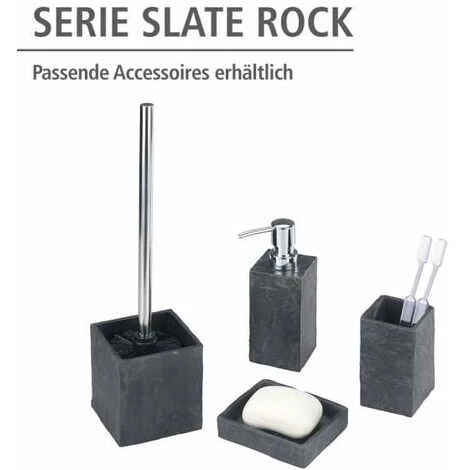 WENKO Porte Savon Slate Rock - Aspect Ardoise, Polyrésine, 11.2x2.7x9.4 Cm, Anthracite - Gris - Anthracite 6 WENKO Porte Savon Slate Rock - Aspect Ardoise, Polyrésine, 11.2x2.7x9.4 Cm, Anthracite - Gris - Anthracite – Image 4