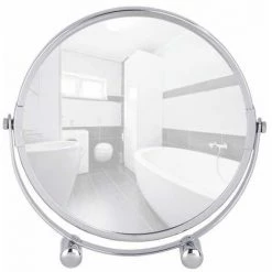 WENKO Miroir Grossissant X5 Mera, Miroir Maquillage Grossissant à Poser Ø17 Cm, Acier, 19x19x4 Cm, Chromé - Chromé -WENKO Soldes 6578862 2