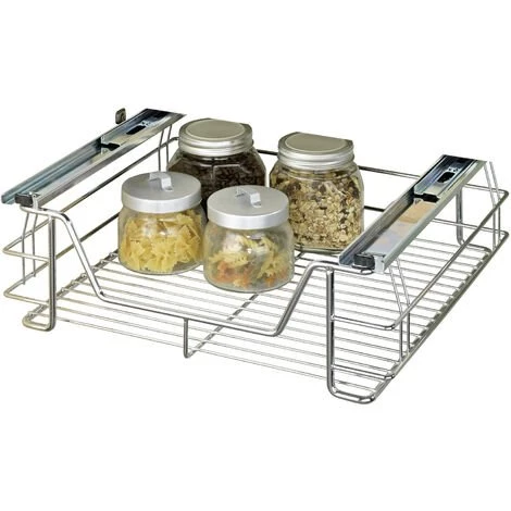 WENKO Tiroir Coulissant Cuisine Pour Placard, Aménagement Intérieur Placard, Midi, Acier, 51x18,5x40 Cm Cm, Chromé - Chromé 3 WENKO Tiroir Coulissant Cuisine Pour Placard, Aménagement Intérieur Placard, Midi, Acier, 51x18,5x40 Cm Cm, Chromé - Chromé
