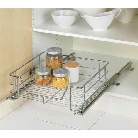 WENKO Tiroir Coulissant Cuisine Pour Placard, Aménagement Intérieur Placard, Midi, Acier, 51x18,5x40 Cm Cm, Chromé - Chromé 4 WENKO Tiroir Coulissant Cuisine Pour Placard, Aménagement Intérieur Placard, Midi, Acier, 51x18,5x40 Cm Cm, Chromé - Chromé – Image 2