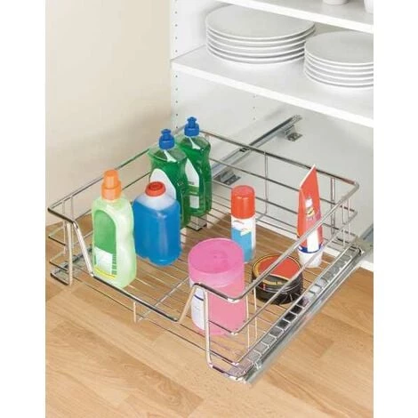 WENKO Tiroir Coulissant Cuisine Pour Placard, Aménagement Intérieur Placard, Midi, Acier, 51x18,5x40 Cm Cm, Chromé - Chromé 5 WENKO Tiroir Coulissant Cuisine Pour Placard, Aménagement Intérieur Placard, Midi, Acier, 51x18,5x40 Cm Cm, Chromé - Chromé – Image 3