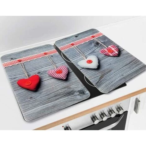 WENKO Protection Plaque De Cuisson, Couvre Plaque De Cuisson En Verre "Coeur", Lot De 2, Verre Trempé, 30x52 Cm, Multicolore 4 WENKO Protection Plaque De Cuisson, Couvre Plaque De Cuisson En Verre "Coeur", Lot De 2, Verre Trempé, 30x52 Cm, Multicolore – Image 2