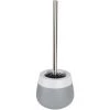 WENKO Porte Brosse WC Céramique Malta, Brosse WC Silicone Noire, Céramique, Ø 13,6x39 Cm, Gris/blanc - Gris