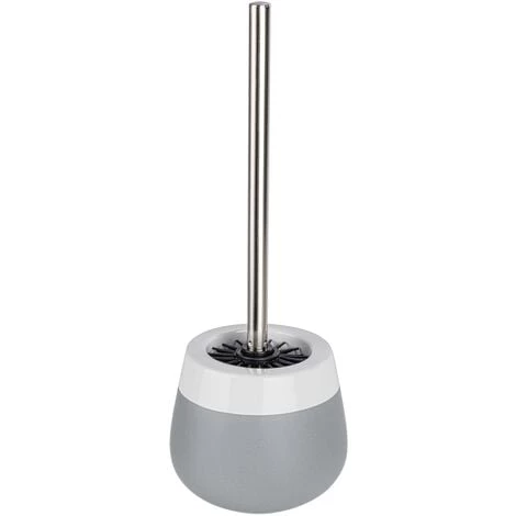 WENKO Porte Brosse WC Céramique Malta, Brosse WC Silicone Noire, Céramique, Ø 13,6x39 Cm, Gris/blanc - Gris 3 WENKO Porte Brosse WC Céramique Malta, Brosse WC Silicone Noire, Céramique, Ø 13,6x39 Cm, Gris/blanc - Gris