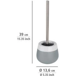 WENKO Porte Brosse WC Céramique Malta, Brosse WC Silicone Noire, Céramique, Ø 13,6x39 Cm, Gris/blanc - Gris 9 WENKO Porte Brosse WC Céramique Malta, Brosse WC Silicone Noire, Céramique, Ø 13,6x39 Cm, Gris/blanc - Gris -WENKO Soldes 6578873 3