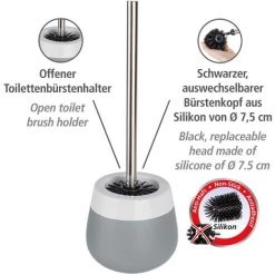 WENKO Porte Brosse WC Céramique Malta, Brosse WC Silicone Noire, Céramique, Ø 13,6x39 Cm, Gris/blanc - Gris 10 WENKO Porte Brosse WC Céramique Malta, Brosse WC Silicone Noire, Céramique, Ø 13,6x39 Cm, Gris/blanc - Gris -WENKO Soldes 6578873 4