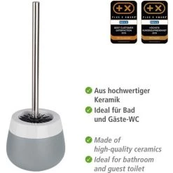WENKO Porte Brosse WC Céramique Malta, Brosse WC Silicone Noire, Céramique, Ø 13,6x39 Cm, Gris/blanc - Gris 11 WENKO Porte Brosse WC Céramique Malta, Brosse WC Silicone Noire, Céramique, Ø 13,6x39 Cm, Gris/blanc - Gris -WENKO Soldes 6578873 5
