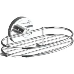 WENKO Porte Savon Mural Sans Percer Milazzo, Porte Savon Mural Vacuum-Loc® Fixation Sans Perçage, Repositionnable Sans Laisser De Trace, Acier , 17x7,5x12 Cm, Brillant - Chromé